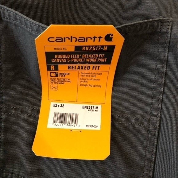 Carhartt Gray Canvas Relaxed Fit Pants 52 x 32 - Picture 6 of 9